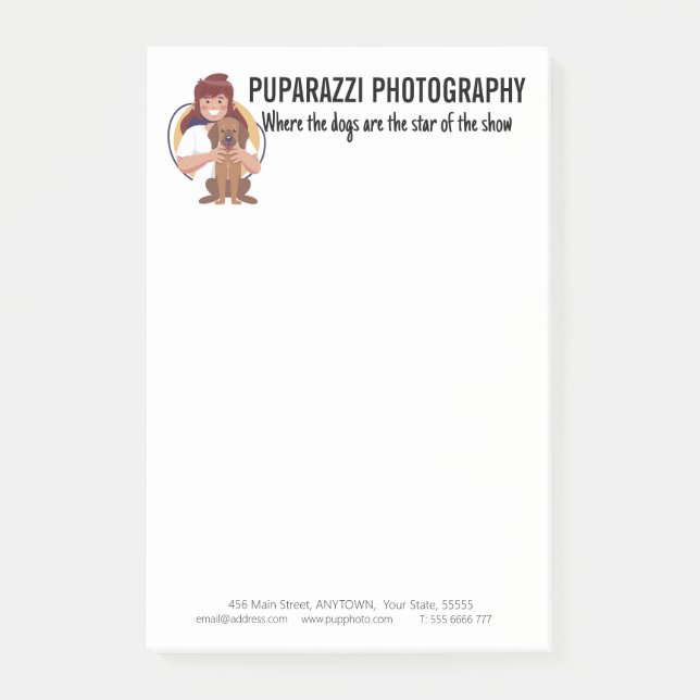 Notas Post-it® Personalizado de negocios de fotografía de perro (Anverso)