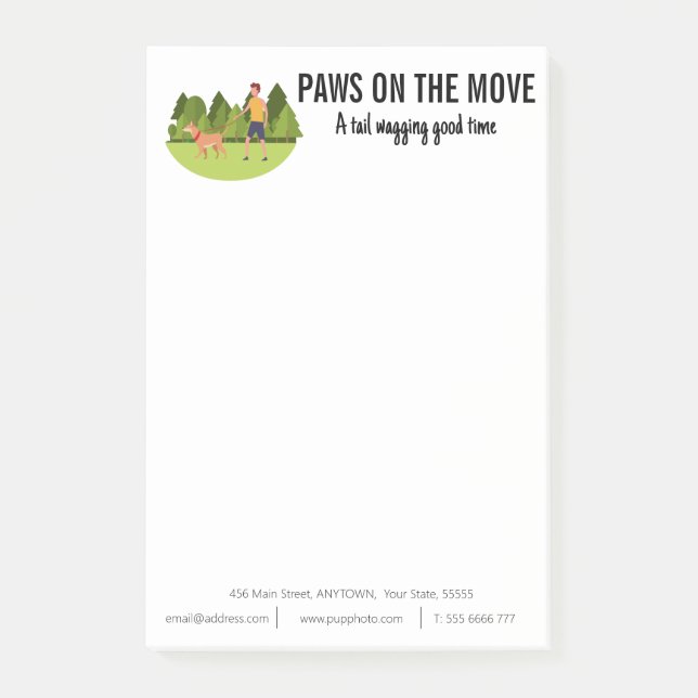 Notas Post-it® Personalizado de negocios de la caminata de perros (Anverso)