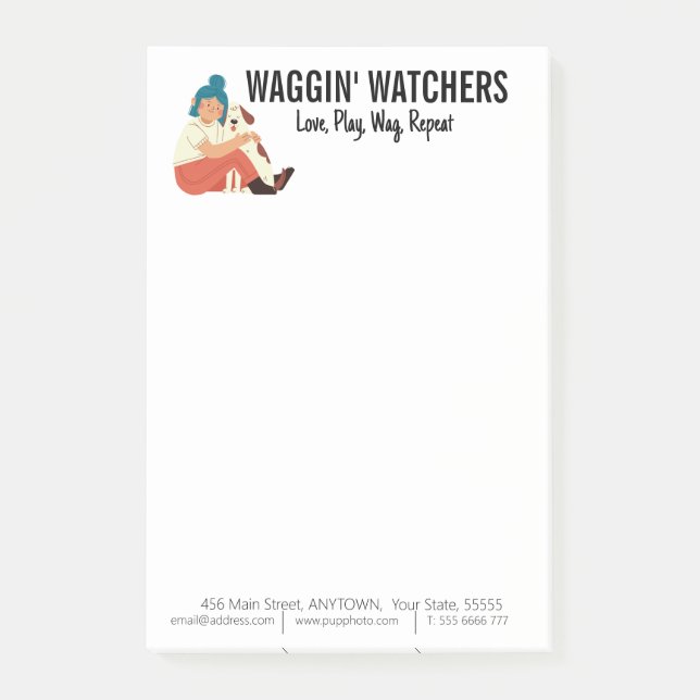 Notas Post-it® Personalizado de negocios Dog Sitting (Anverso)