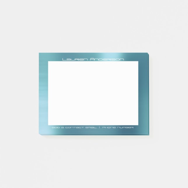 Notas Post-it® Personalizado de oficina blanca de Tiffany Aqua Pe (Anverso)