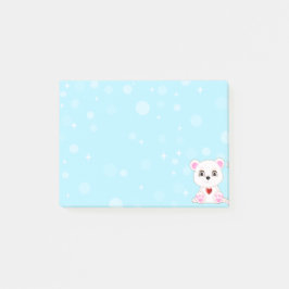 Notas Post-it® Personalizado de oso polar lindo en azul cielo