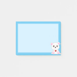 Notas Post-it® Personalizado de oso polar lindo en azul claro