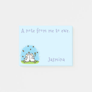 Notas Post-it® Personalizado de ovejas y mariposas