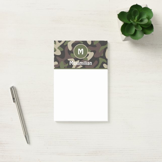 Notas Post-it® Personalizado de patrón marrón verde de camuflaje  (Oficina)