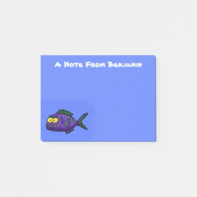Notas Post-it® Personalizado de pescado piraña (Anverso)