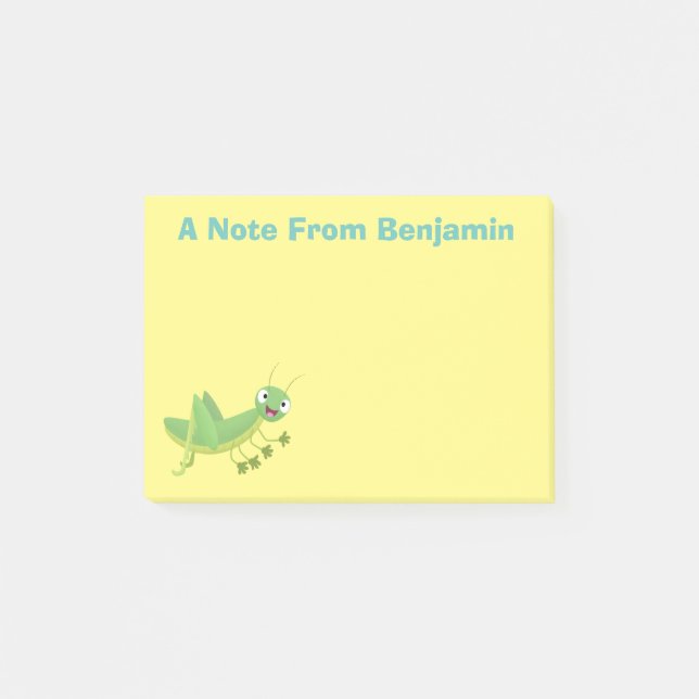 Notas Post-it® Personalizado de saltamontes alegre verde (Anverso)