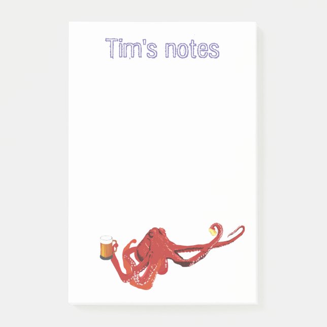 Notas Post-it® Personalizado del amante de la cerveza Octopus (Anverso)