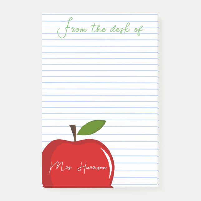 Notas Post-it® Personalizado del escritorio del profesor de la Re (Anverso)