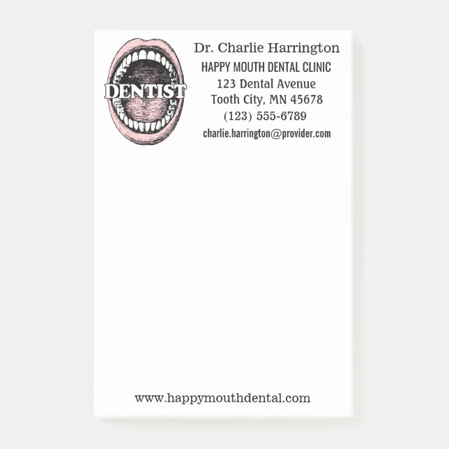 Notas Post-it® Personalizado Dentista Post-It anota (Anverso)