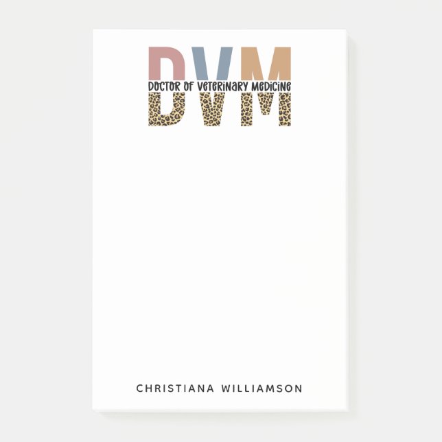 Notas Post-it® Personalizado DVM Médica de Regalos de Medicina Ve (Anverso)