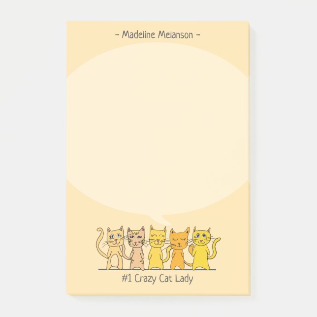 Notas Post-it® Personalizado el loco gato Lady Kitty Personalizad (Anverso)