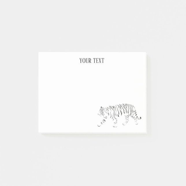 Notas Post-it® Personalizado en blanco y negro tigre (Anverso)