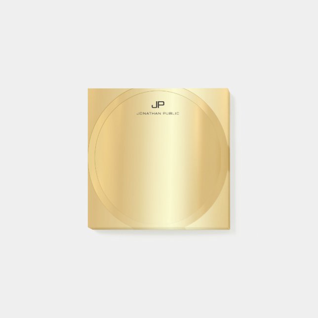 Notas Post-it® Personalizado Faux Gold Elegant Moderno Template T (Anverso)