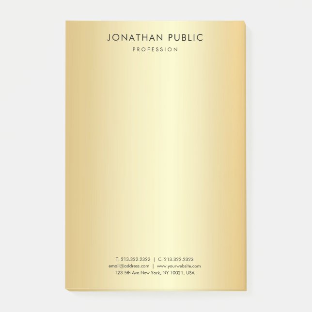 Notas Post-it® Personalizado Faux Gold Elegant Simple Template Mo (Anverso)