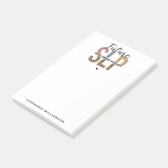 Notas Post-it® Personalizado Futuro SLP Speech Pathólogo Leopard  (En perspectiva)