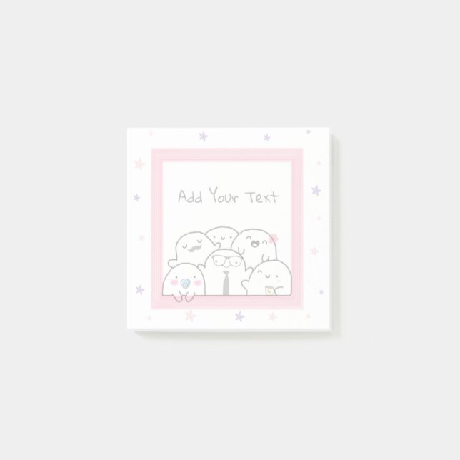 Notas Post-it® Personalizado Ghost Family Fun Girly Pink (Anverso)