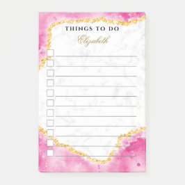 Notas Post-it® Personalizado Glam Marble Oro Rosa Elegante Para H