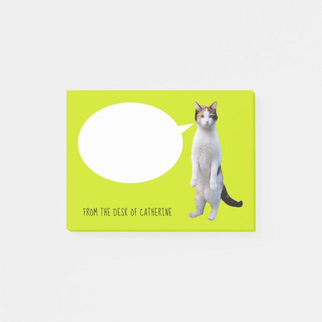 Notas Post-it® Personalizado hablando sobre el gato Lime Green (Anverso)