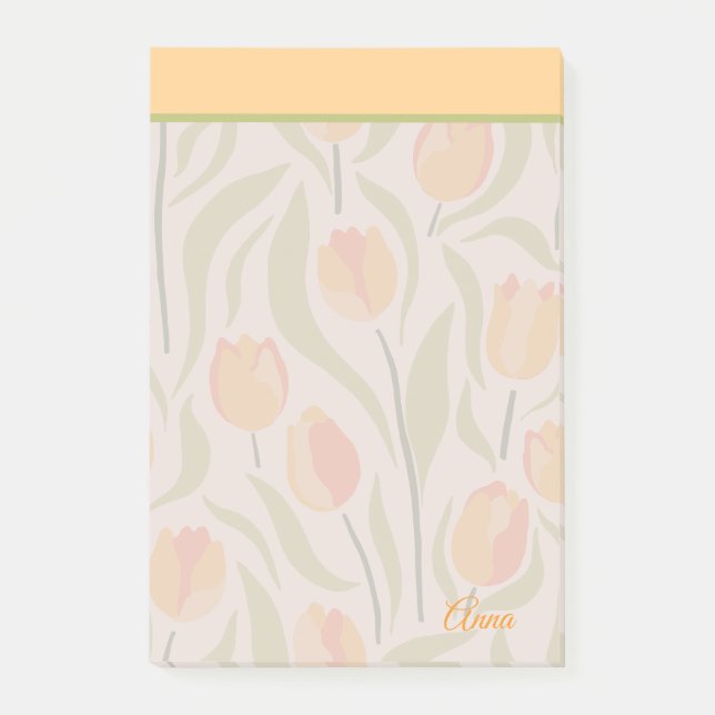 Notas Post-it® Personalizado jardín de tulipán moderno verde amar (Anverso)