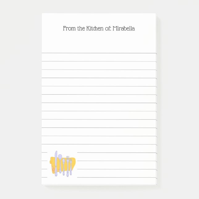 Notas Post-it® Personalizado Kitchen Dinnerware Lined Post it Not (Anverso)