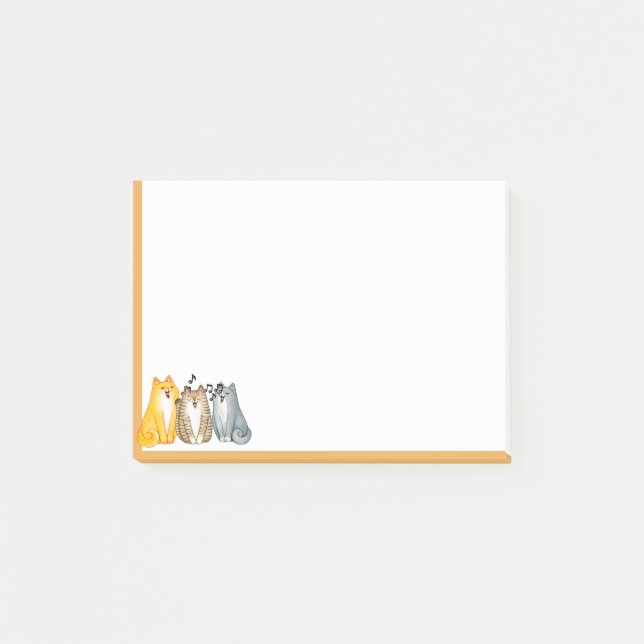 Notas Post-it® Personalizado lindo gatos música canta arte animal (Anverso)