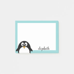Notas Post-it® personalizado lindo pingüino azul verde azulado y