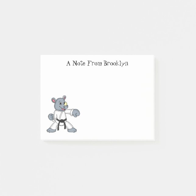 Notas Post-it® Personalizado lindo rhino kung fu personalizado (Anverso)