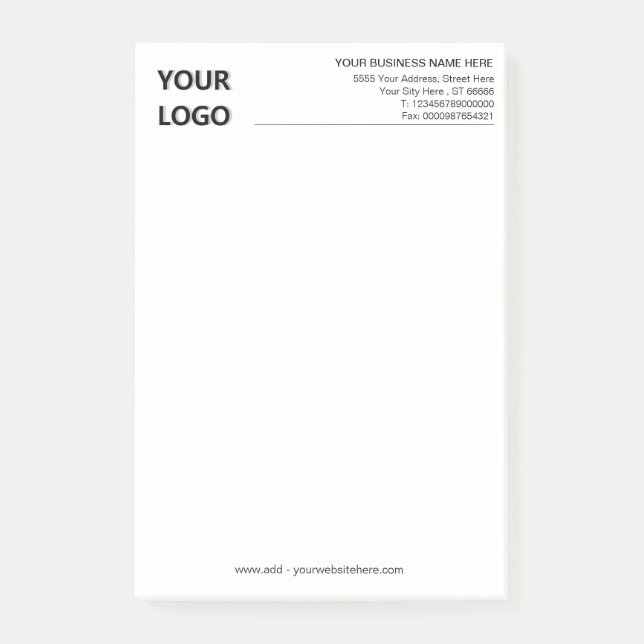 Notas Post-it® Personalizado Logo Textos Modelo comercial Post-it (Anverso)