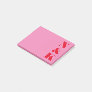 Notas Post-it® Personalizado minimalista y moderno monograma rojo
