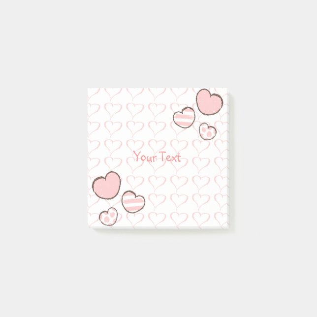 Notas Post-it® Personalizado moderno acuarela rosa de corazón (Anverso)