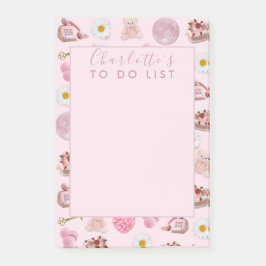 Notas Post-it® Personalizado Monograma Coquette Cute chica Rosa F
