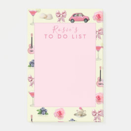Notas Post-it® Personalizado Monograma Coquette Cute chica Rosa F