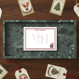 Notas Post-it® Personalizado Monograma Holiday Dachshund Santa Ha