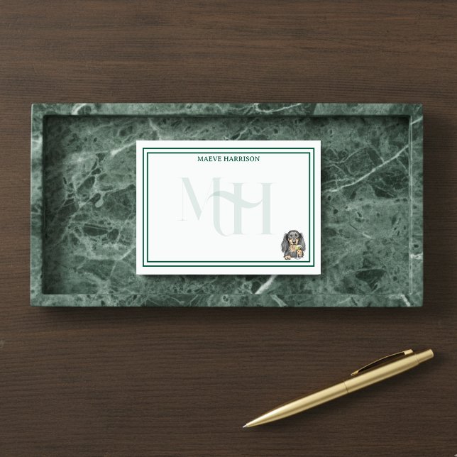 Notas Post-it® Personalizado Monograma mano Dibujar vidrio Dachsh (Gift custom stationery to the dog lover in your life! )