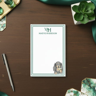 Notas Post-it® Personalizado Monograma mano Dibujar vidrio Dachsh