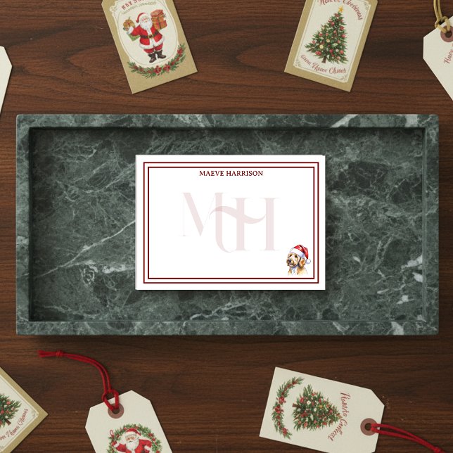 Notas Post-it® Personalizado Monograma vacaciones Dorado Doodle S (Gift custom holiday stationery to the dog lover in your life! )