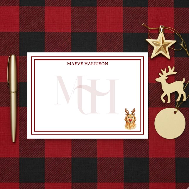 Notas Post-it® Personalizado Monograma vacaciones Resto del Dorad (Gift custom holiday stationery to the dog lover in your life!)