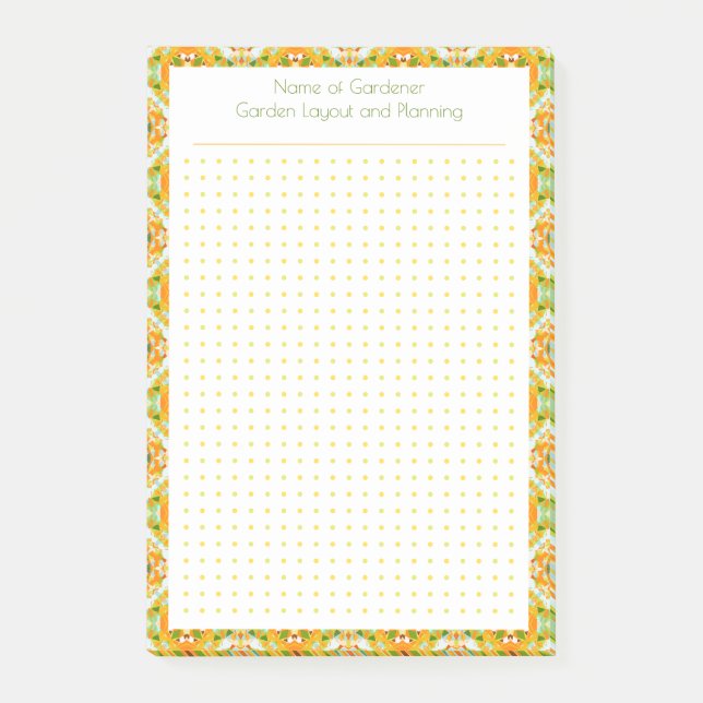 Notas Post-it® Personalizado Naranja Green Dot Grid Planner (Anverso)