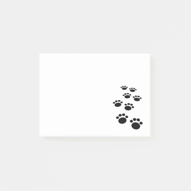 Notas Post-it® Personalizado negro lindo Mascota Paw Trail (Anverso)