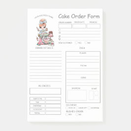 Notas Post-it® Personalizado Panadería Formulario de pedido de pa