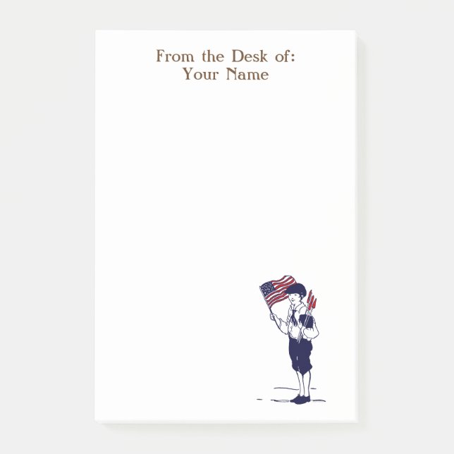 Notas Post-it® Personalizado Patriotic Boy con fuegos artificiale (Anverso)