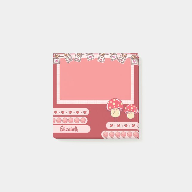 Notas Post-it® Personalizado personalizado del hongo rojo (Anverso)