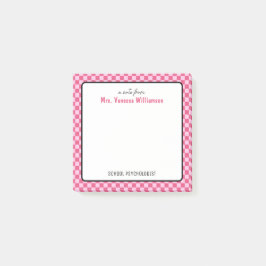 Notas Post-it® Personalizado Retro Check Pattern School Psicólogo
