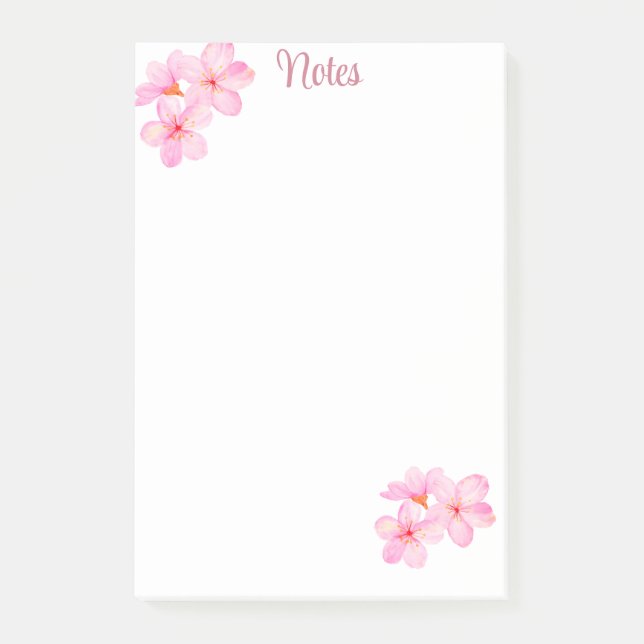 Notas Post-it® Personalizado rosa de Bonito con flores de cerezo (Anverso)