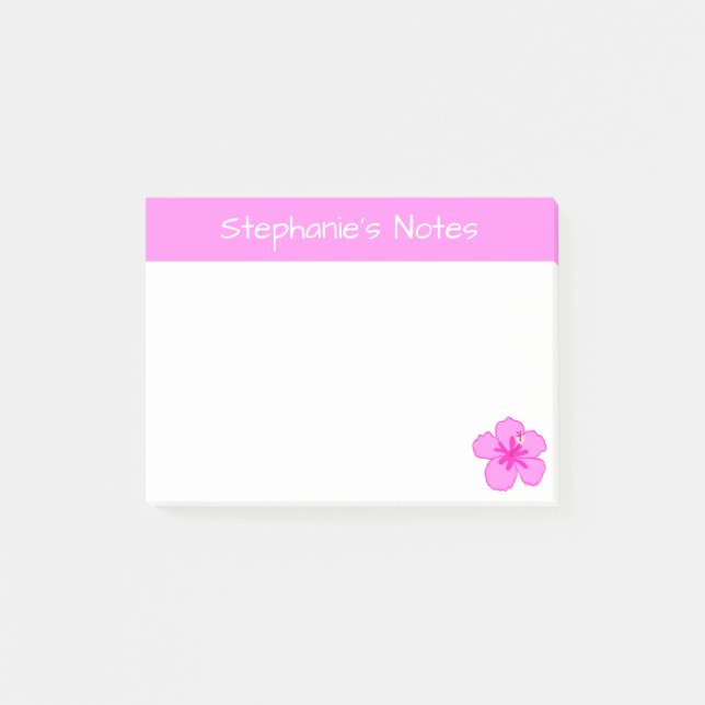 Notas Post-it® Personalizado Rosa Hibiscus Flower Cute Hawaiano (Anverso)