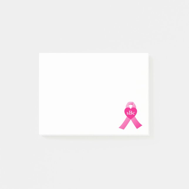Notas Post-it® Personalizado rosado de la conciencia del cáncer (Anverso)