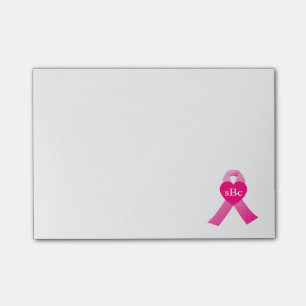 Notas Post-it® Personalizado rosado de la conciencia del cáncer