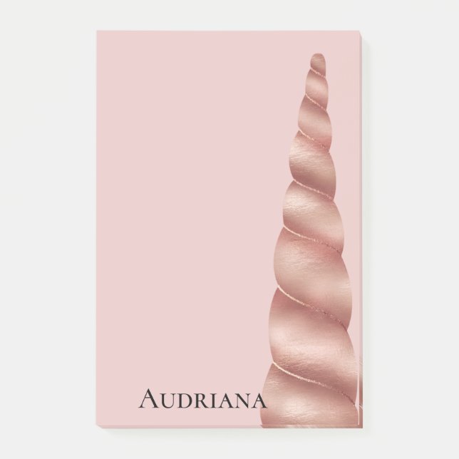 Notas Post-it® Personalizado Rubor Pink Rose Gold Glam Unicorn (Anverso)