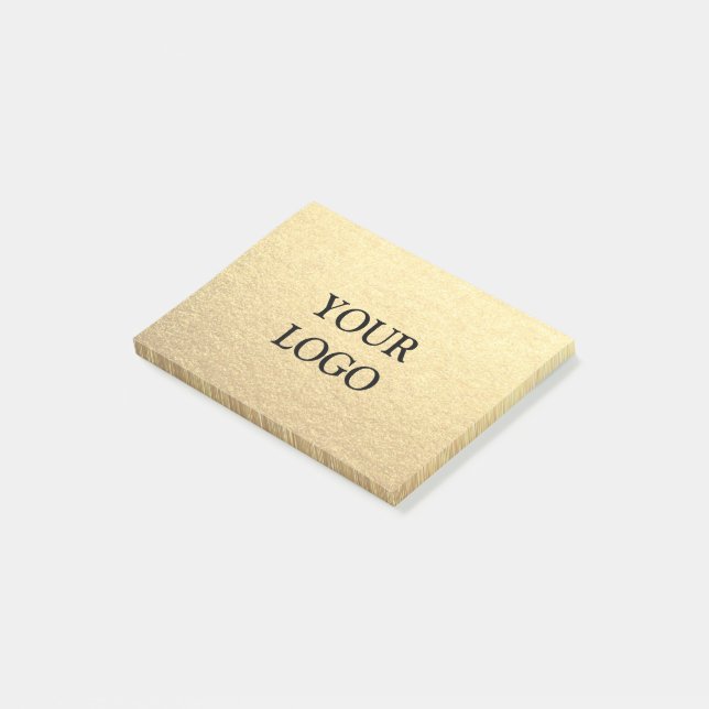 Notas Post-it® Personalizado Simple Clean Gold Negocios Tu logoti (En perspectiva)