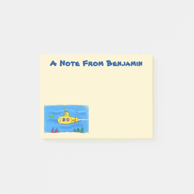 Notas Post-it® Personalizado submarino feliz (Anverso)